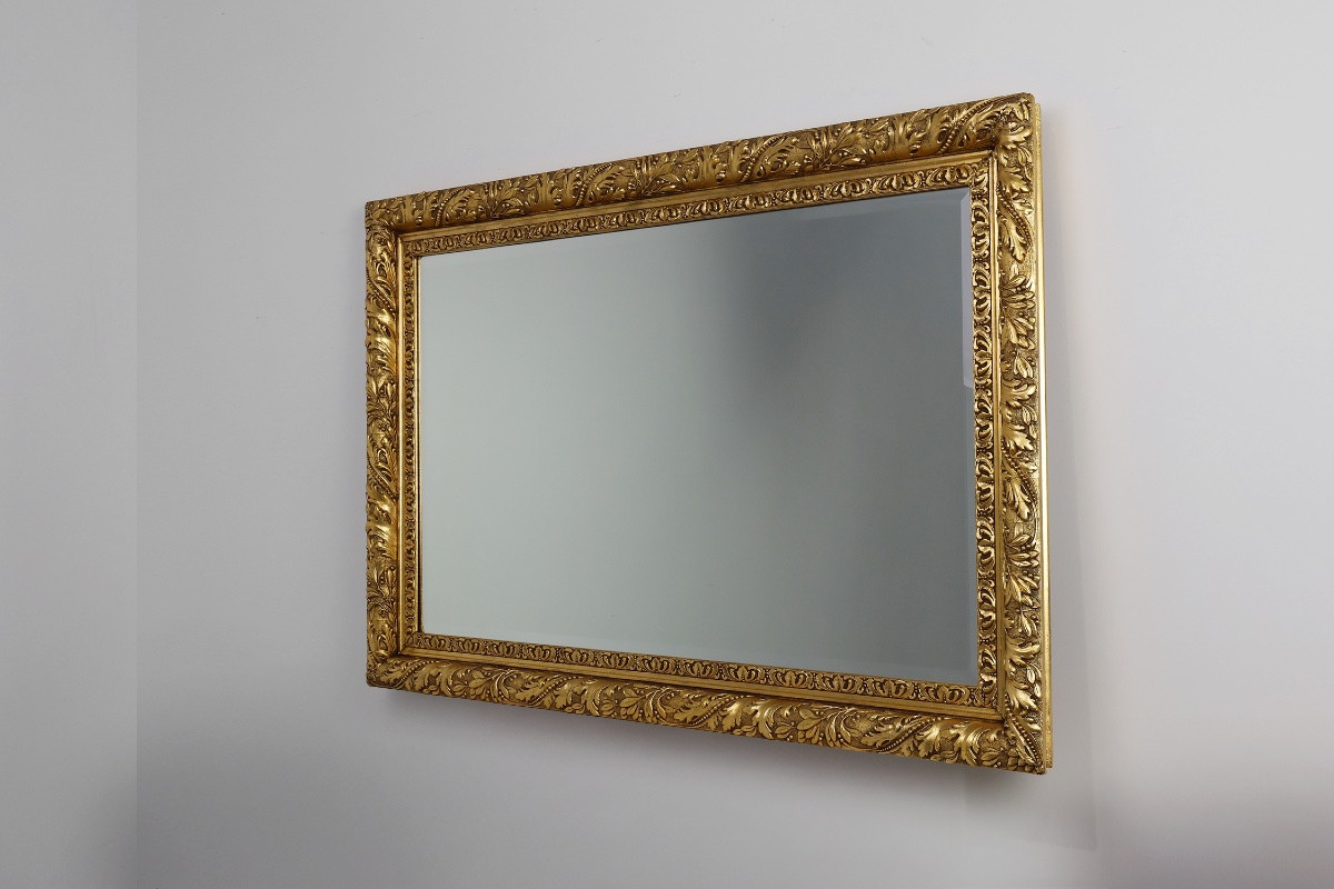Large Rustic French Baroque Wall Mirror In Oak, Circa 1850-photo-2