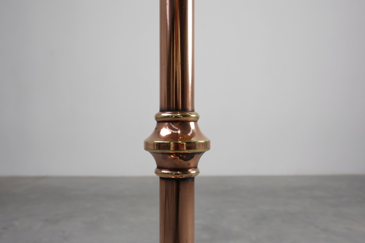 Art Deco Side Table By Daalderop In Red And Yellow Copper, Netherlands, 1900s-photo-3