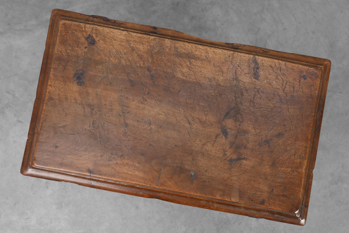 Antique Oak Side Table With Turned Legs And A Stretcher, Spain, 17th Century-photo-6