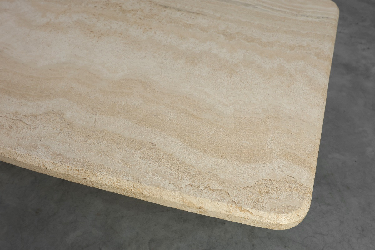 Table basse sculpturale en travertin organique, France, années 1980-photo-5