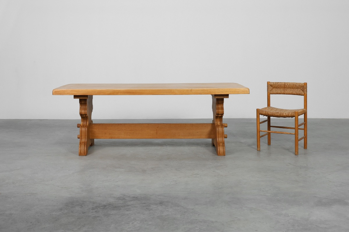 Rustic Oak Dining Table, Mid-20th Century, France, 1960s-photo-2