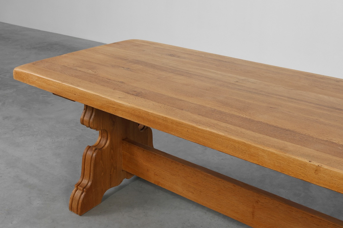 Rustic Oak Dining Table, Mid-20th Century, France, 1960s-photo-4