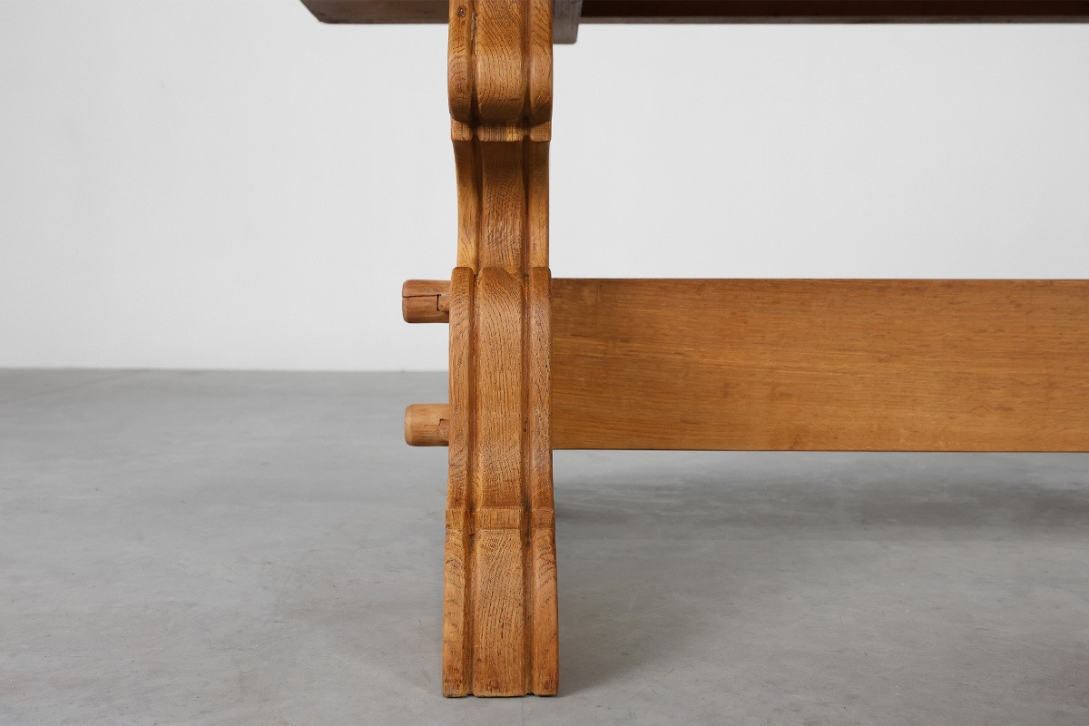 Rustic Oak Dining Table, Mid-20th Century, France, 1960s-photo-1