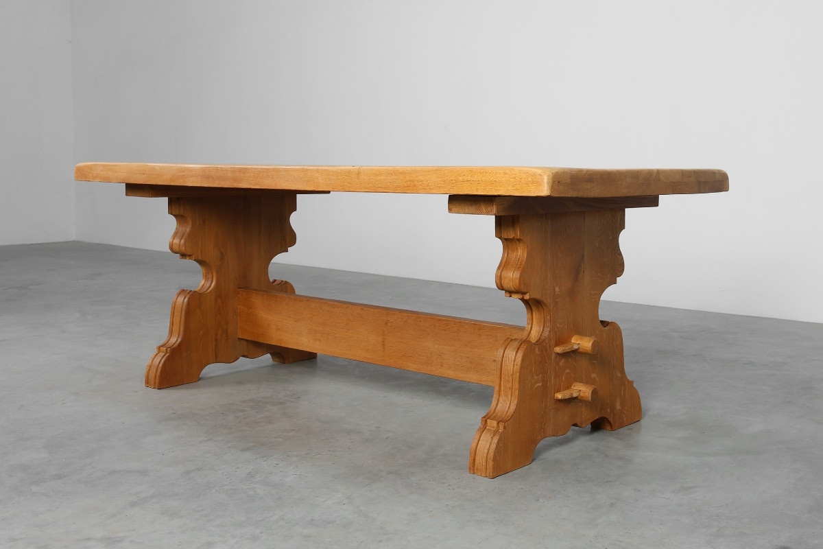 Rustic Oak Dining Table, Mid-20th Century, France, 1960s-photo-5