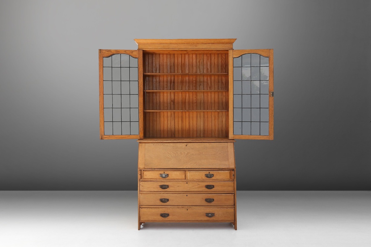      Secrétaire-bibliothèque de style Arts and Crafts anglais, vers 1910-photo-4