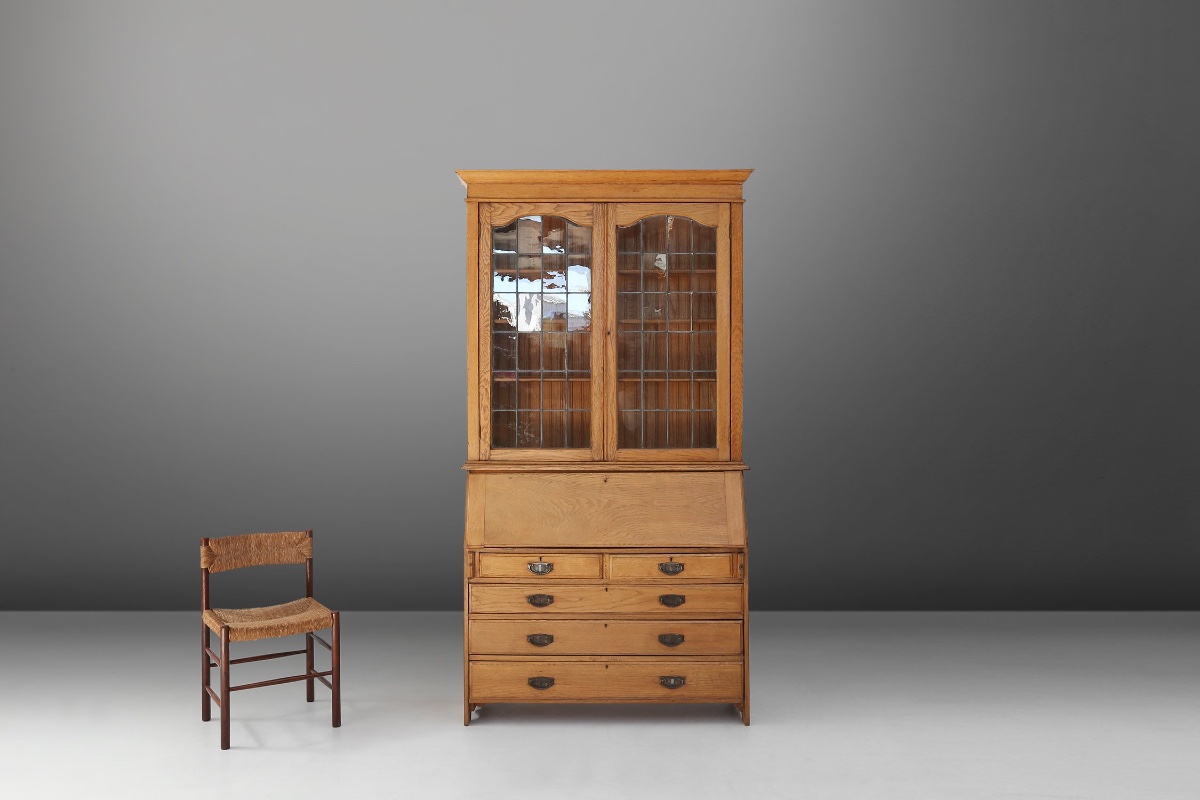      Secrétaire-bibliothèque de style Arts and Crafts anglais, vers 1910-photo-1