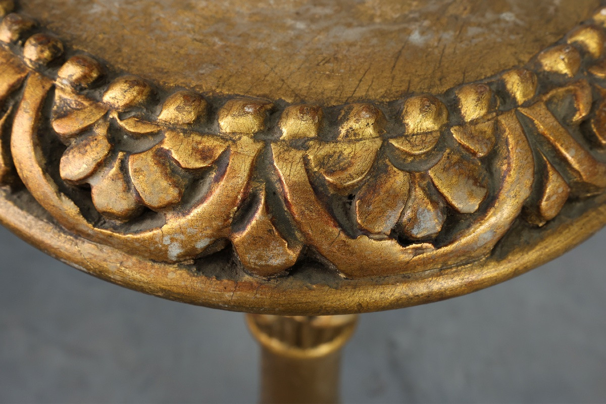 Pair Of Giltwood Pedestals Decorated With Plaster, France, 19th Century-photo-3