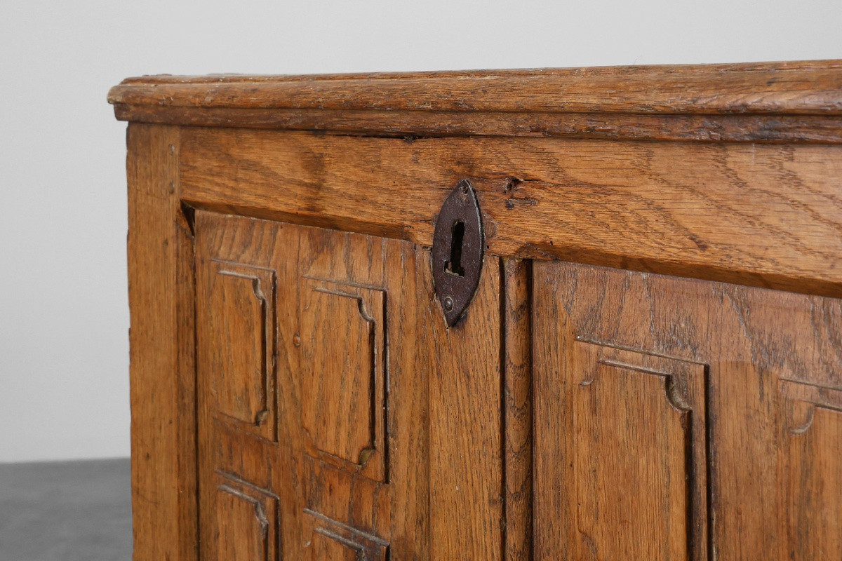 Rustic Oak Panelled Chest, France, 18th Century-photo-3