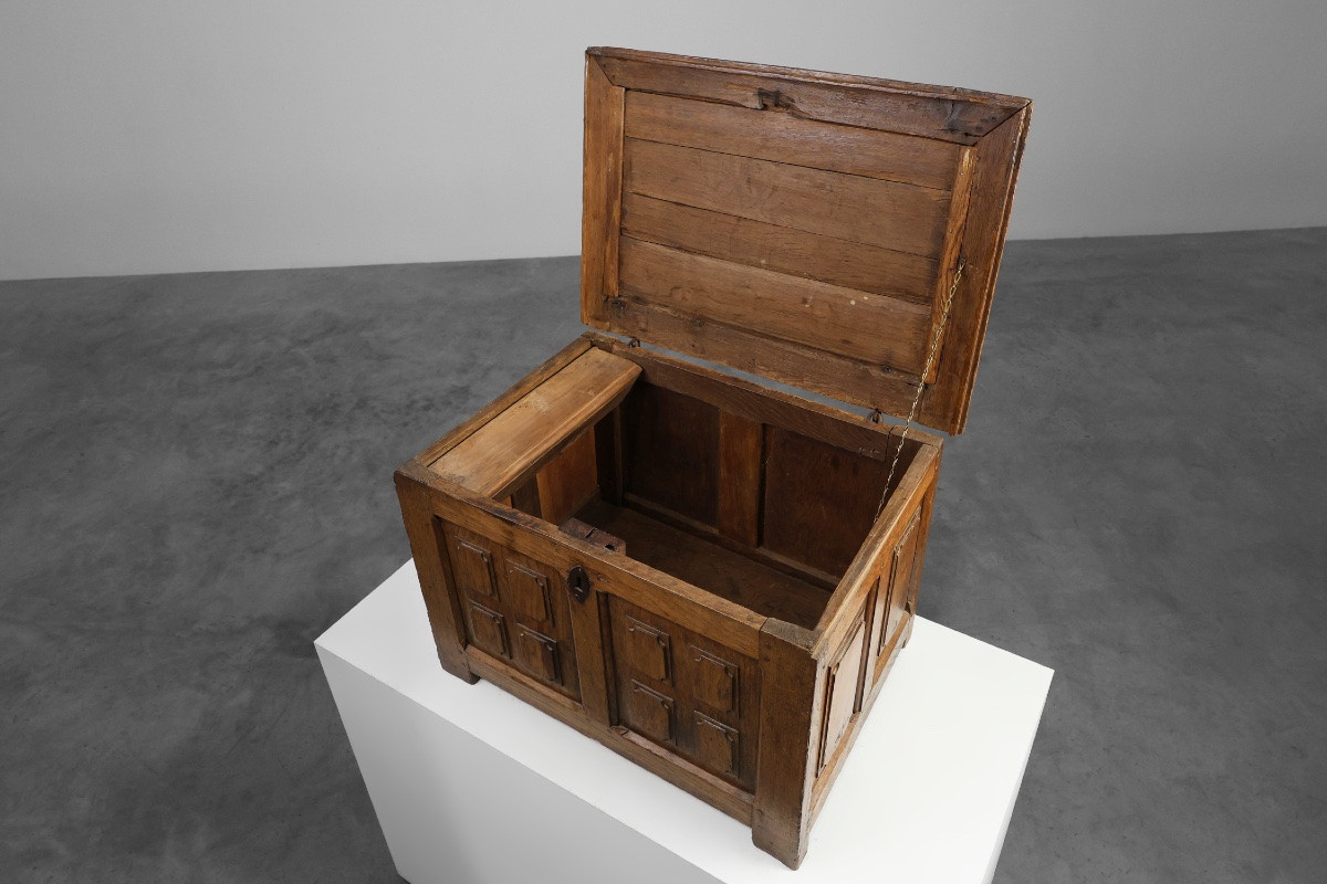 Rustic Oak Panelled Chest, France, 18th Century-photo-4