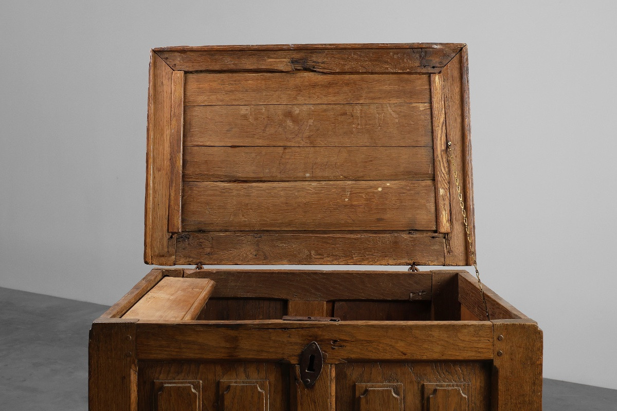 Rustic Oak Panelled Chest, France, 18th Century-photo-2