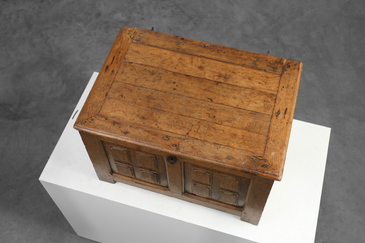 Rustic Oak Panelled Chest, France, 18th Century-photo-5