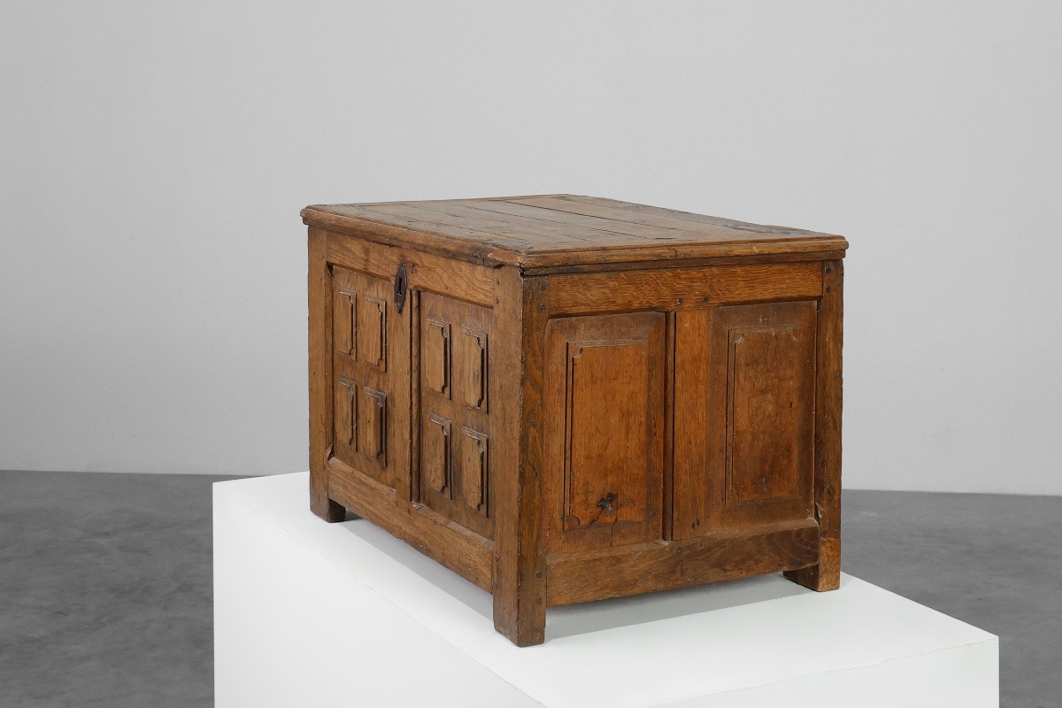 Rustic Oak Panelled Chest, France, 18th Century-photo-6
