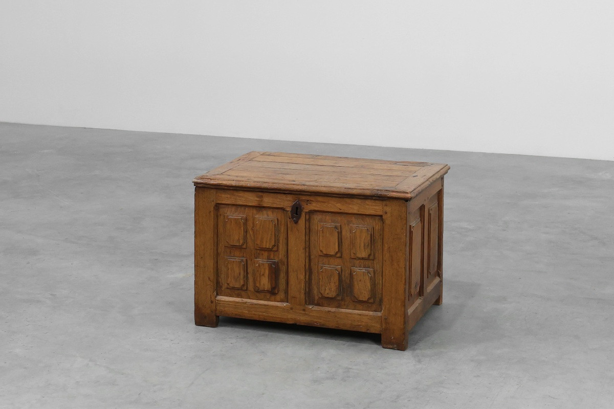 Rustic Oak Panelled Chest, France, 18th Century-photo-8
