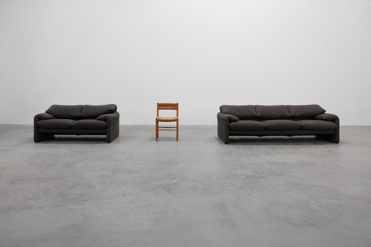 Cassina 2 And 3 Seater Sofa Set By Vico Magistretti, Italy, 1990-photo-2