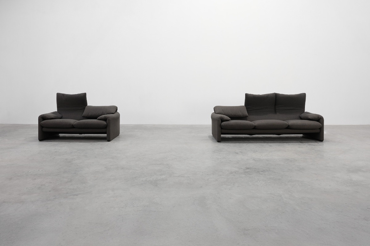 Cassina 2 And 3 Seater Sofa Set By Vico Magistretti, Italy, 1990-photo-2