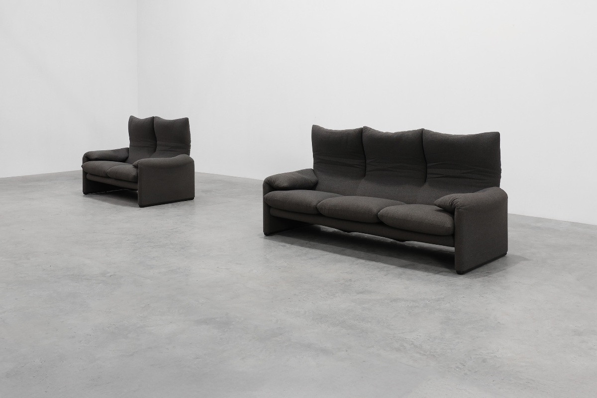 Cassina 2 And 3 Seater Sofa Set By Vico Magistretti, Italy, 1990-photo-3