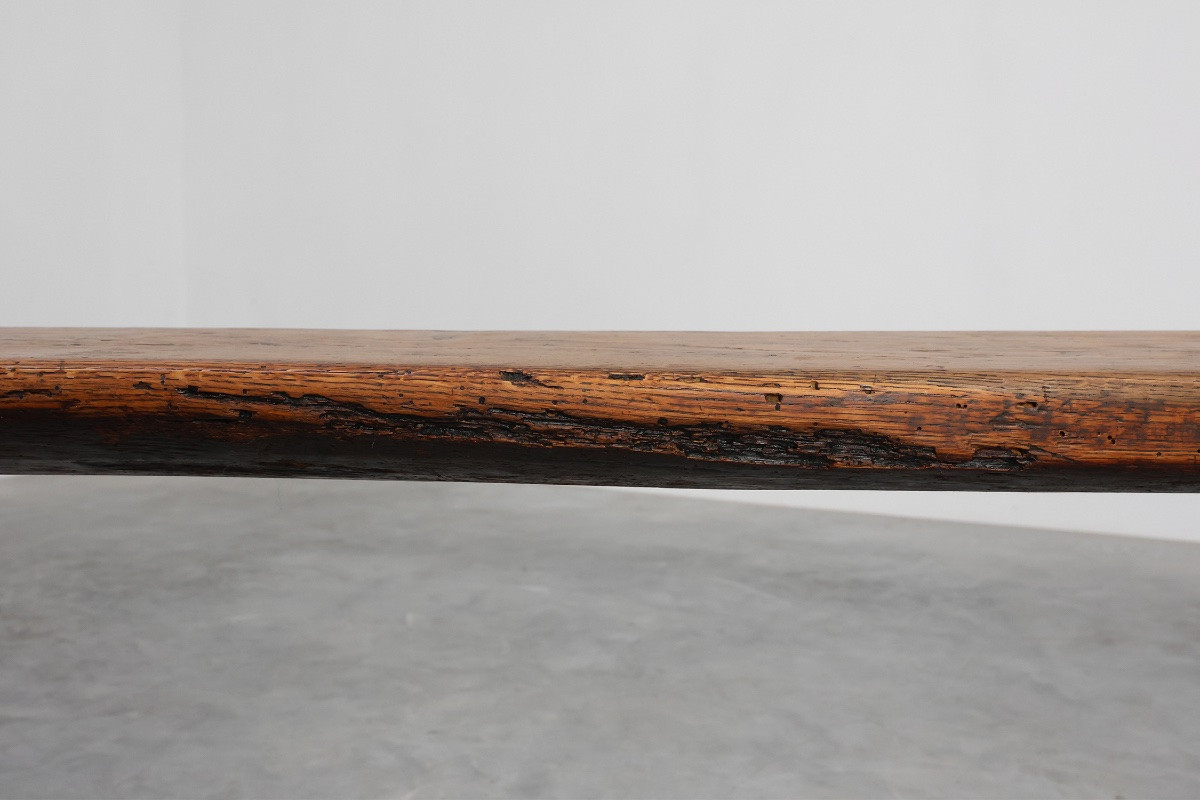 Paire de bancs rustiques en chêne, France 1850-photo-5