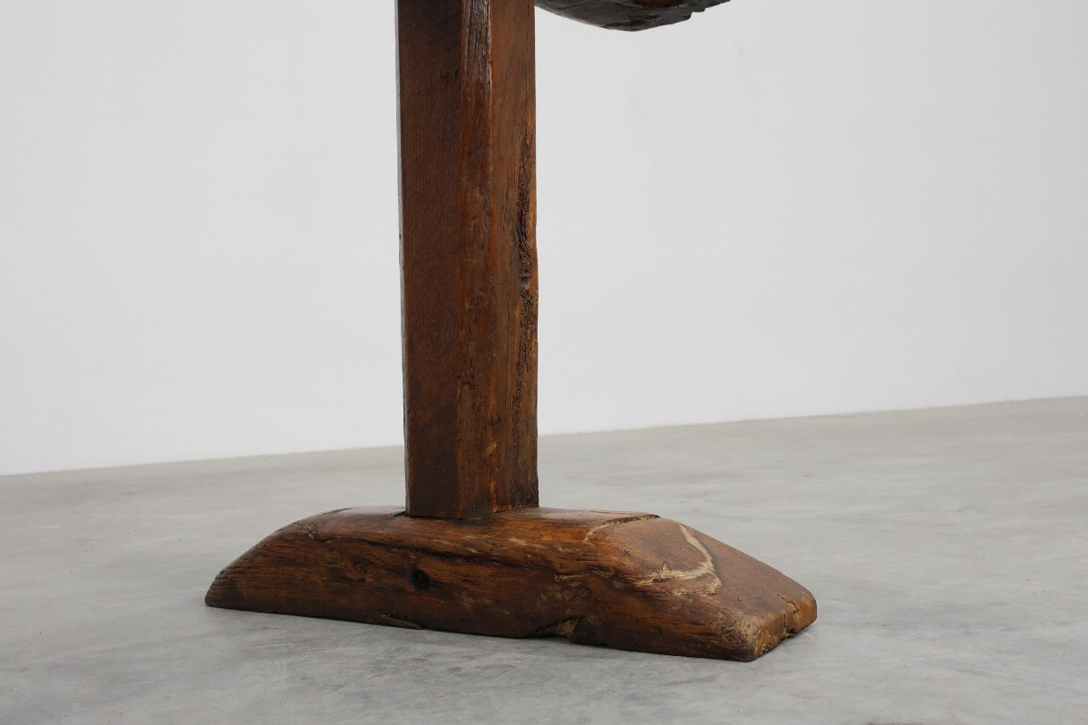Paire de bancs rustiques en chêne, France 1850-photo-8