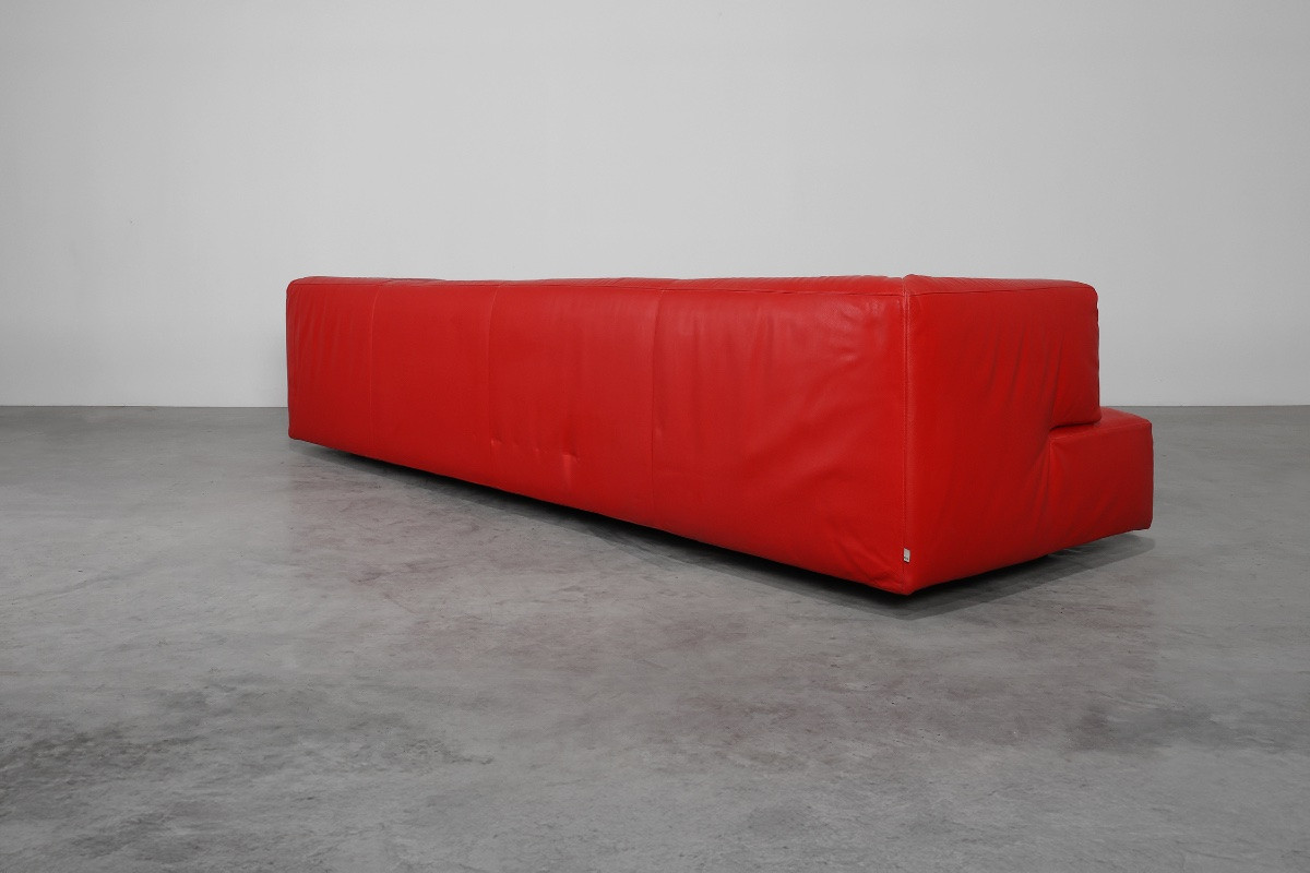 Canape 3 places en cuir rouge style mid-century  de la marque Edra, Italy 2000-photo-8