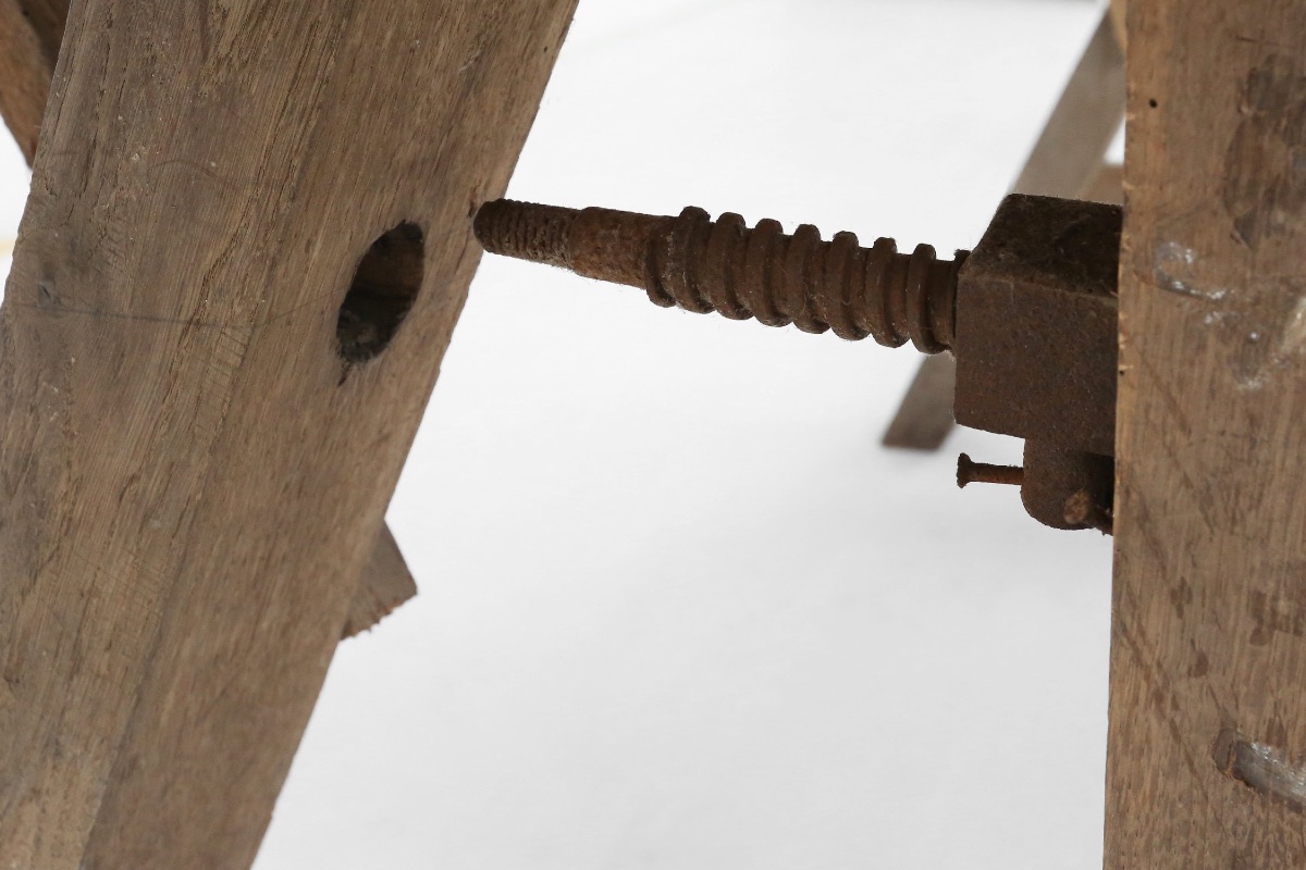 Industrial Workbench In Solid Oak, Belgium, Circa 1900-photo-7