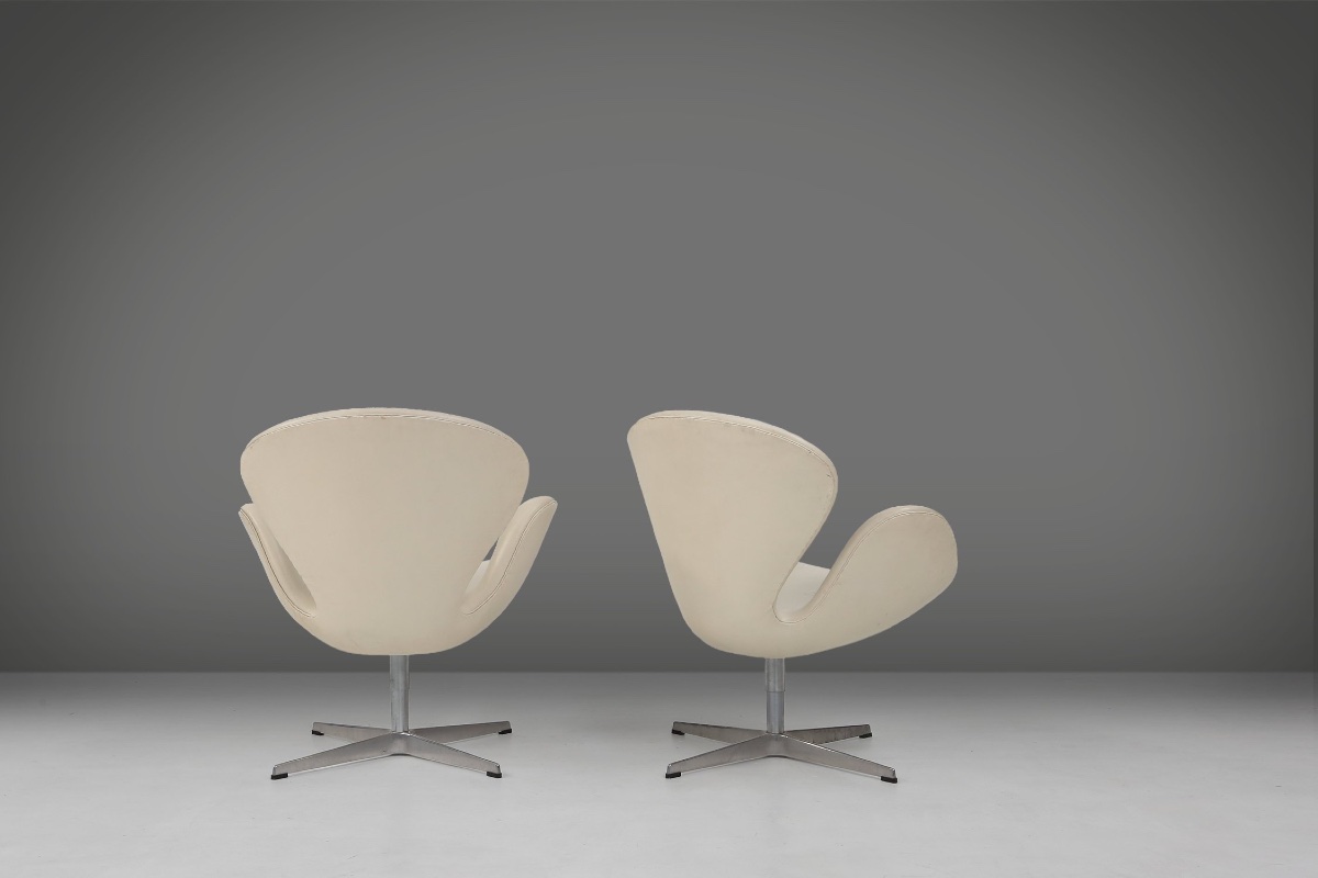  Ensemble de fauteuils Swan en cuir, conçu par Arne Jacobsen pour Fritz Hansen, Danemark, 2-photo-3