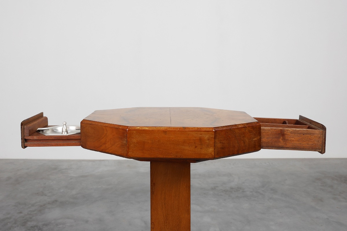 Art Deco Side Table With Drawers And Integrated Ashtray, France Circa 1925-photo-2
