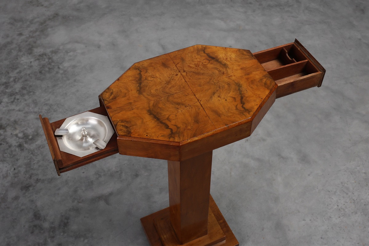 Art Deco Side Table With Drawers And Integrated Ashtray, France Circa 1925-photo-2