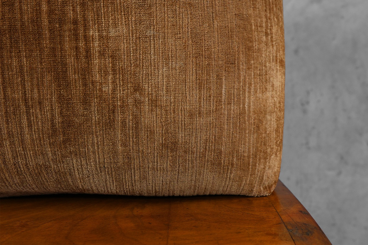 Tabouret Art Déco en noyer avec revêtement en velours d'origine, Italie vers 1920-photo-8