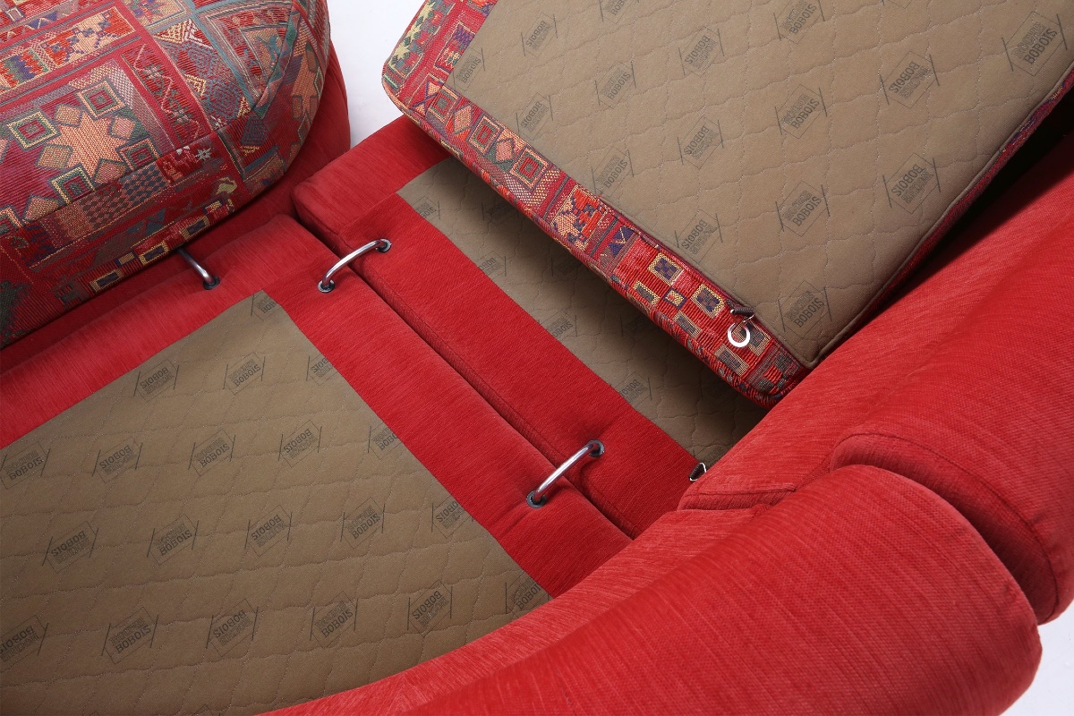 Modular Red Sofa And Patterned Fabric By Roche Bobois, France, 1980s-photo-6