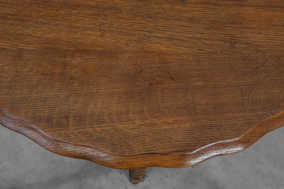 Carved Solid Oak Side Table With Twisted Legs, France, Circa 1890-photo-4