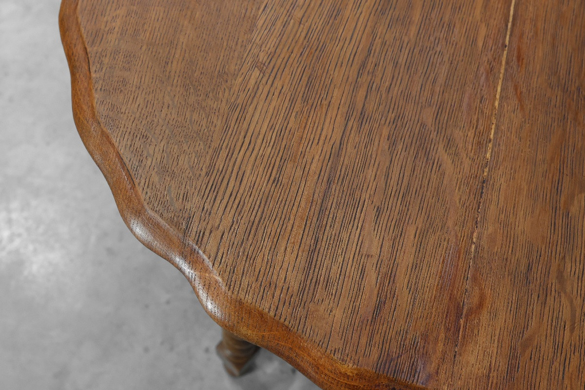 Carved Solid Oak Side Table With Twisted Legs, France, Circa 1890-photo-5