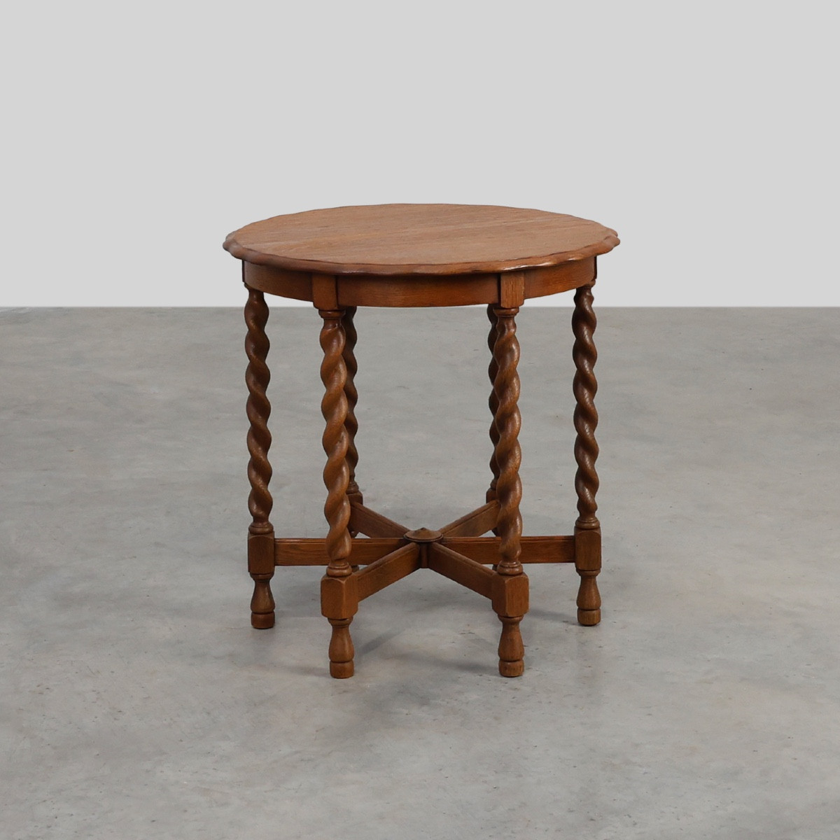 Carved Solid Oak Side Table With Twisted Legs, France, Circa 1890