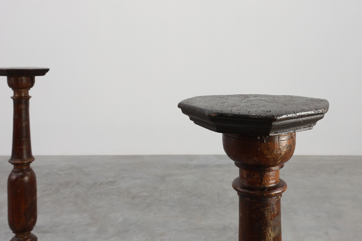 Paire de piédestaux d'église tournés français du XVIIIe siècle-photo-4