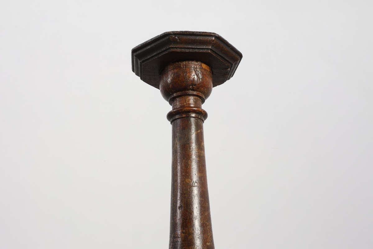 Paire de piédestaux d'église tournés français du XVIIIe siècle-photo-4