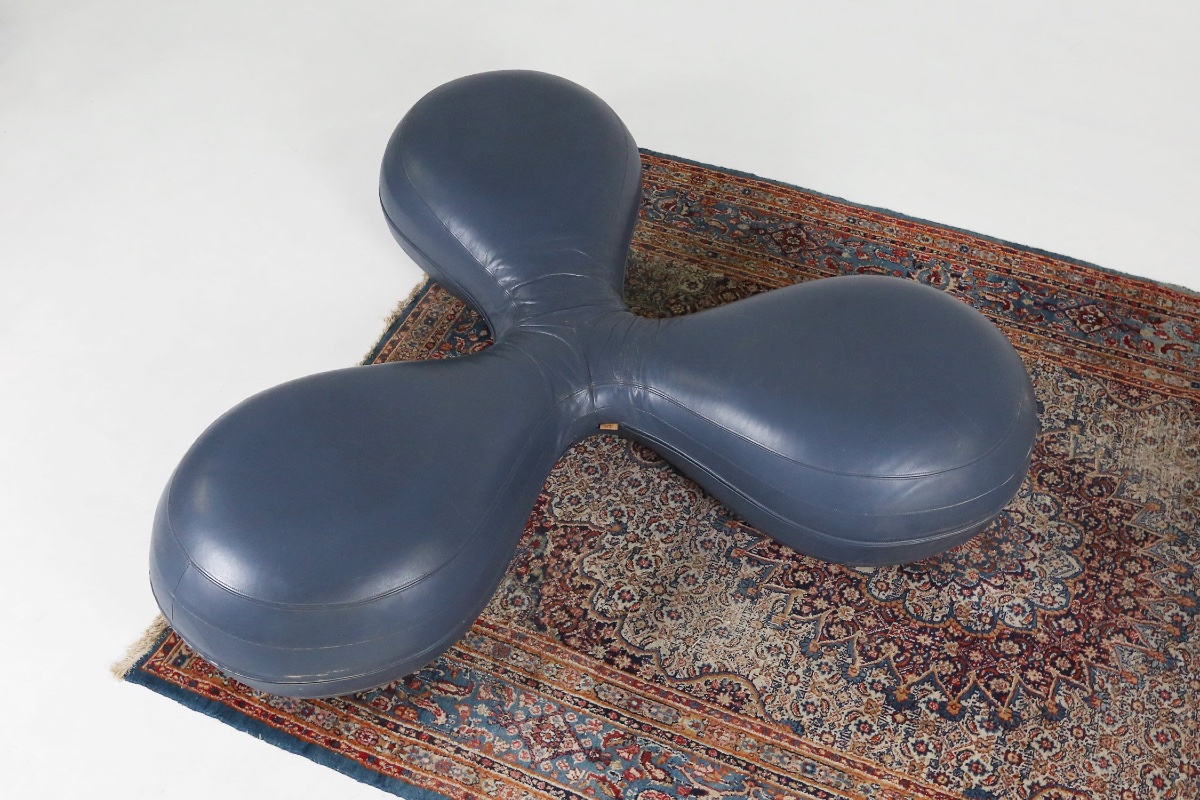 Leather Pouf By Lowie Vermeersch For Durlet, Belgium 1999-photo-2