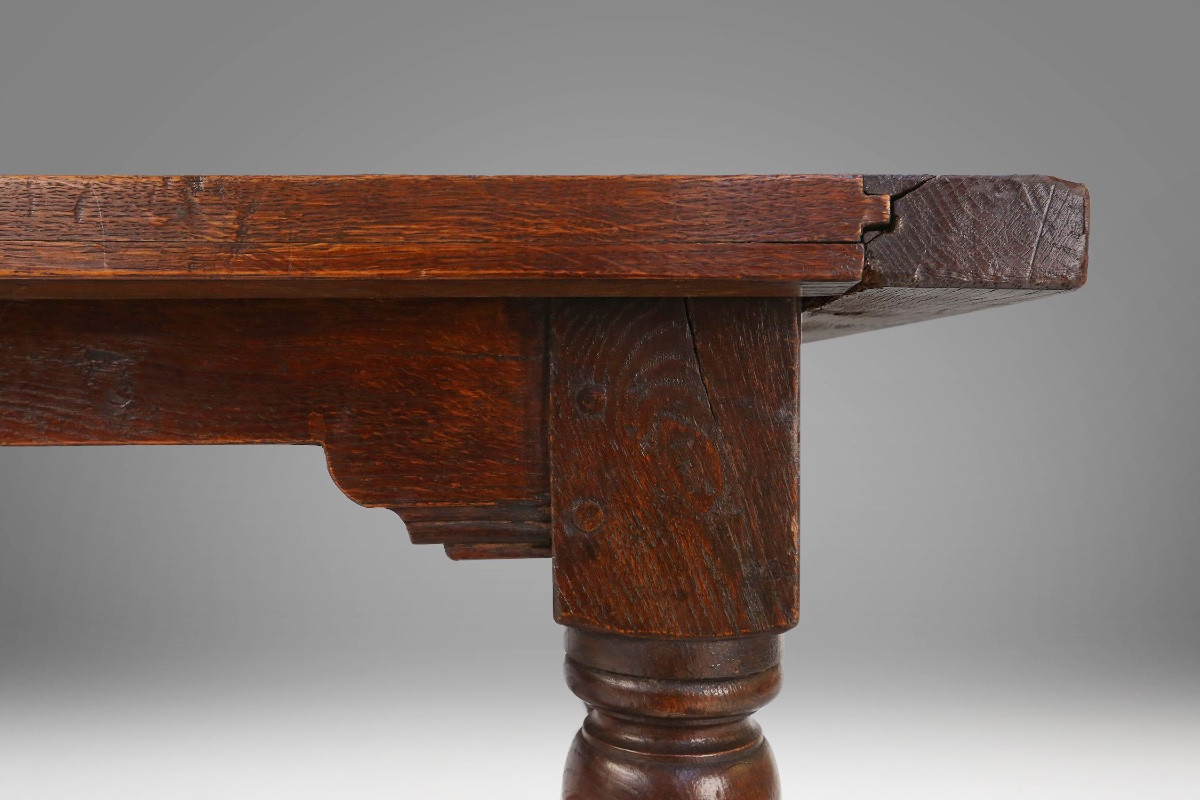 Antique Solid Oak Table, France, 1850s-photo-3