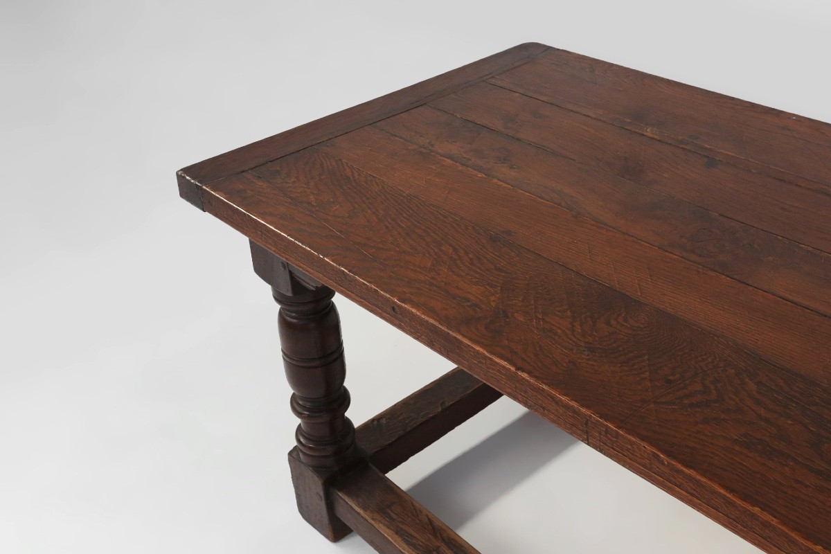Antique Solid Oak Table, France, 1850s-photo-1