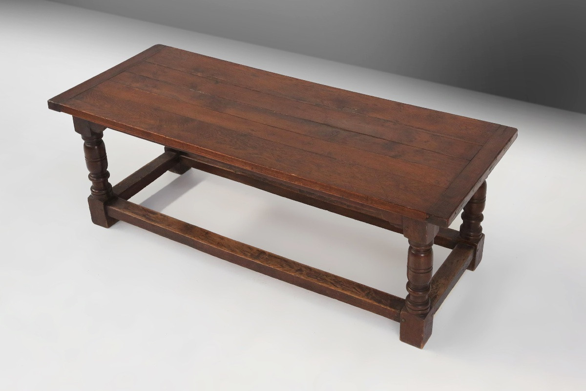 Antique Solid Oak Table, France, 1850s-photo-2