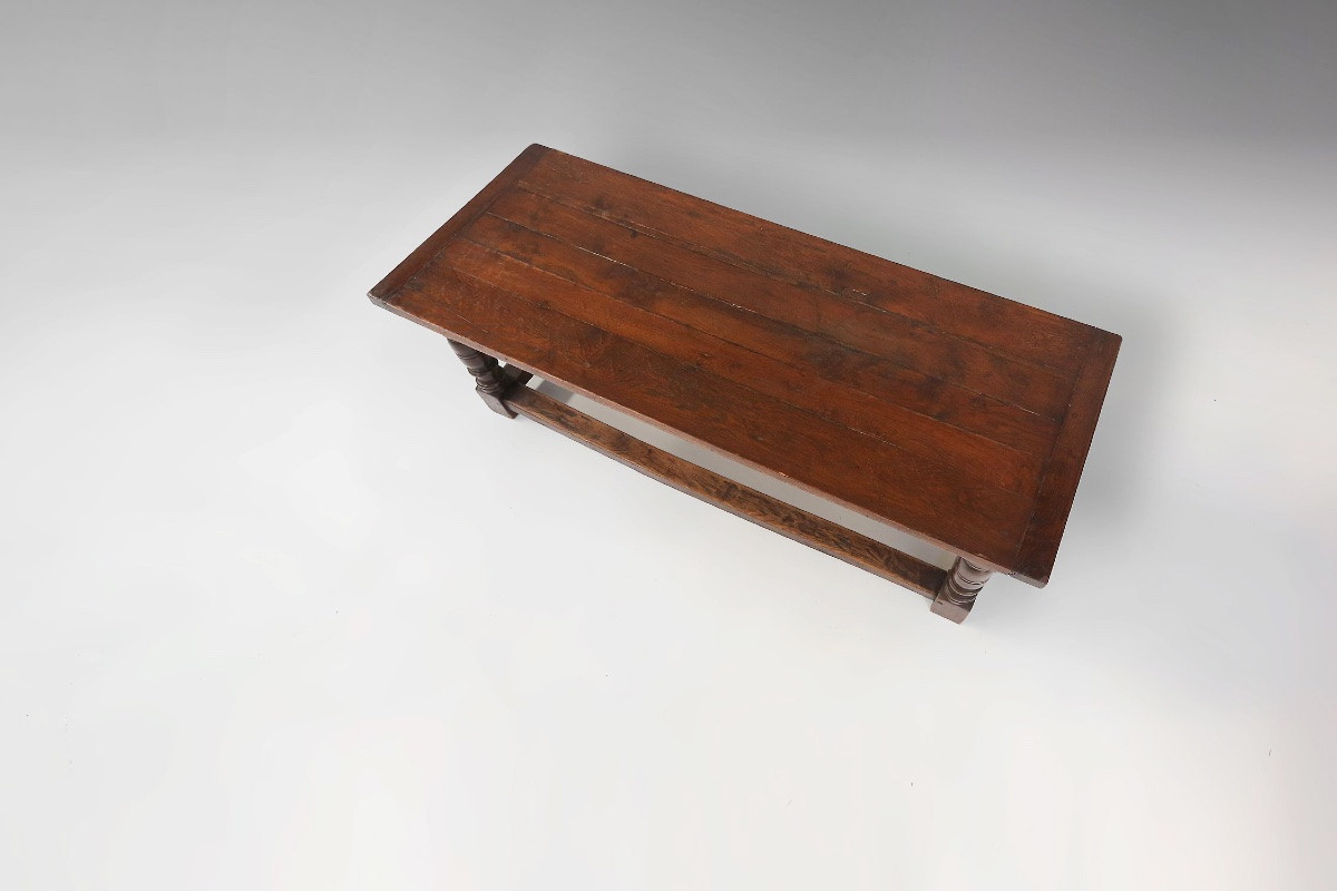 Antique Solid Oak Table, France, 1850s-photo-4