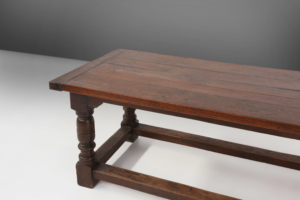 Antique Solid Oak Table, France, 1850s-photo-5