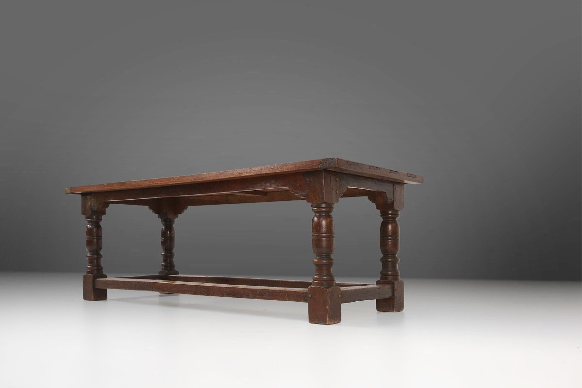 Antique Solid Oak Table, France, 1850s-photo-6