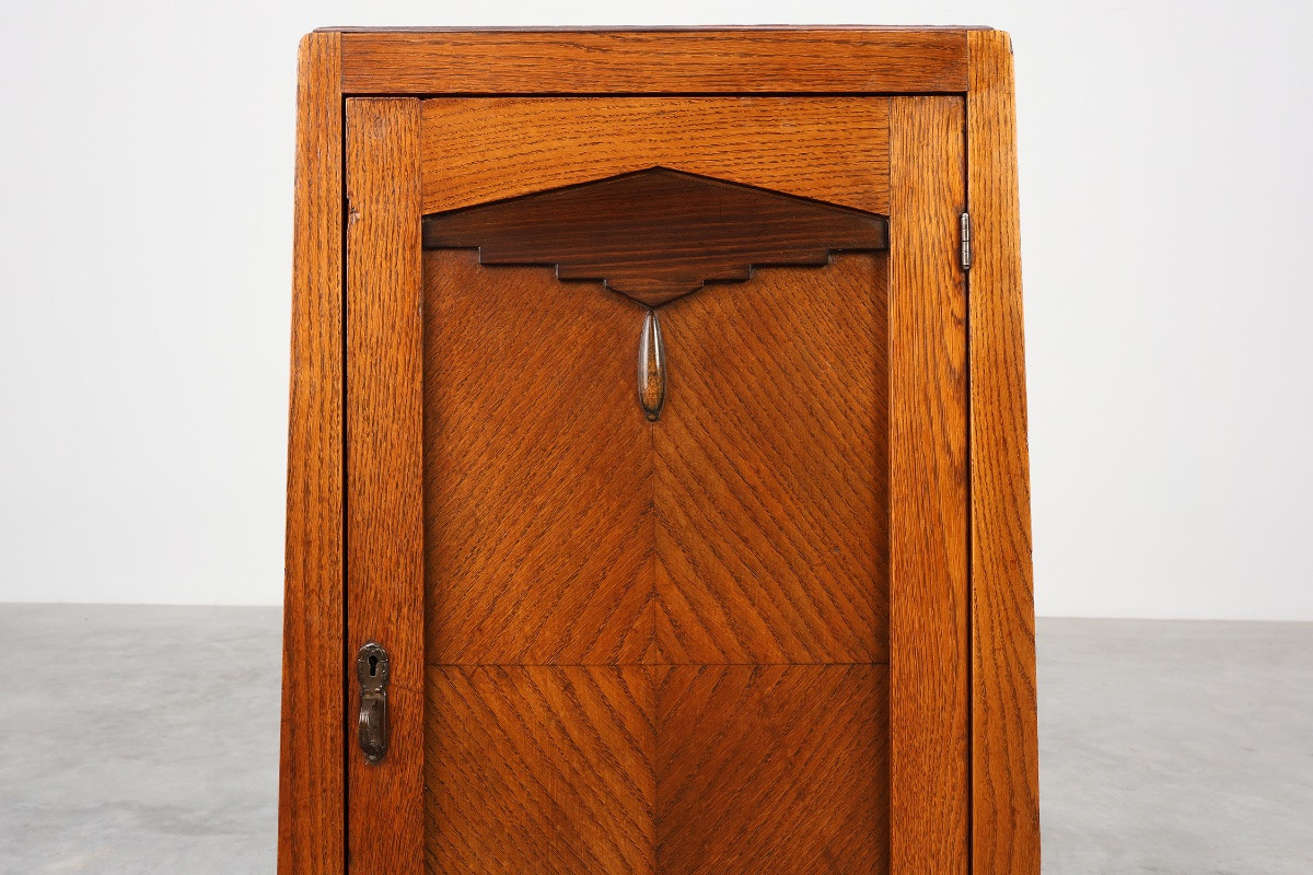 Armoire ou table de chevet en bois d'école d'Amsterdam, Pays-Bas, vers 1915-photo-3