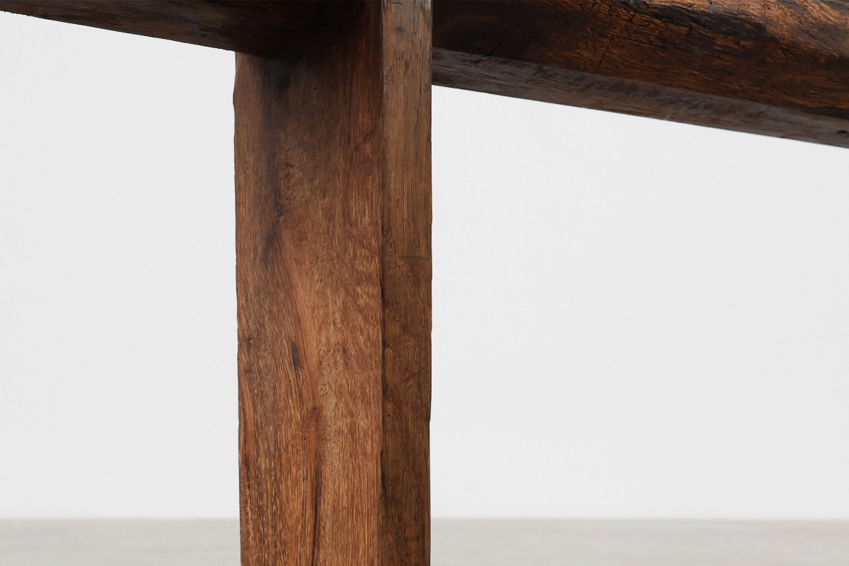 Banc de ferme rustique en chêne, France vers 1820-photo-5