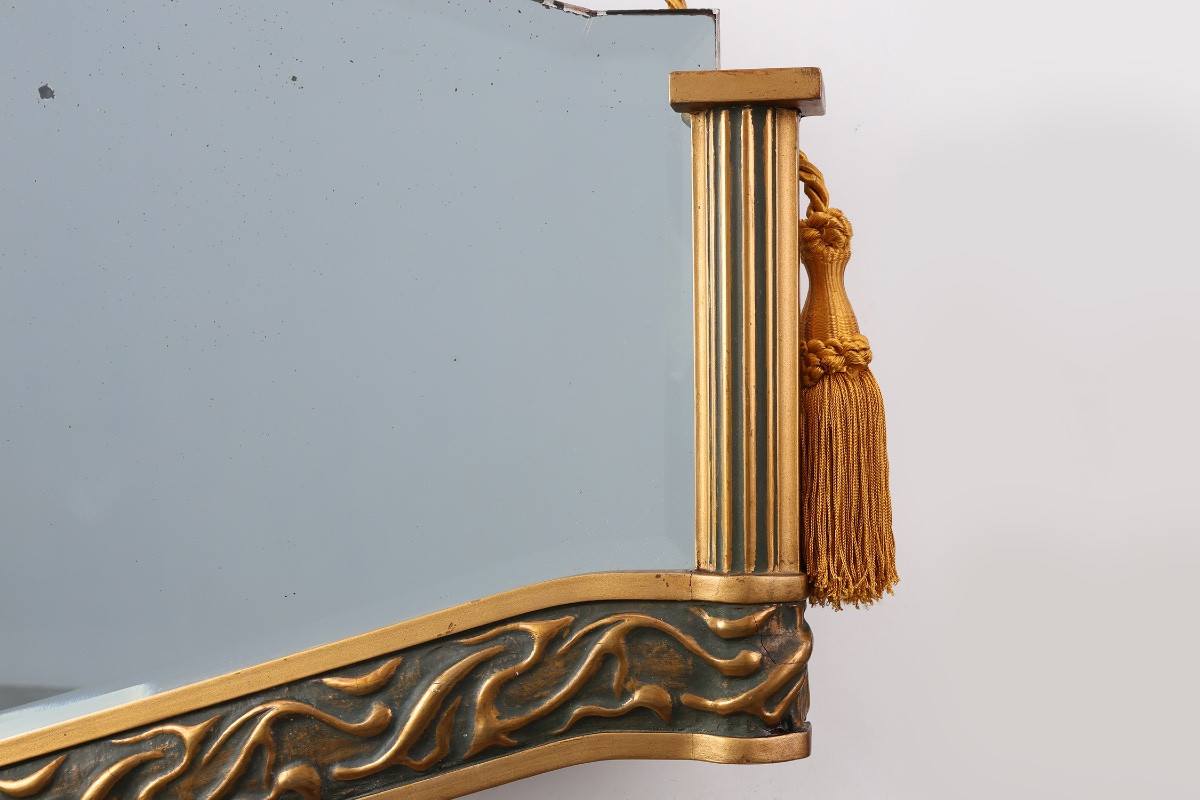 Miroir Art Déco en bois doré, Belgique, vers 1920-photo-2