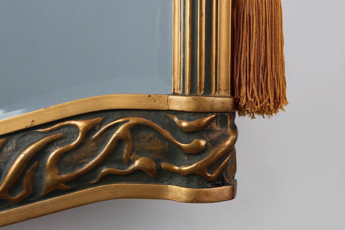 Miroir Art Déco en bois doré, Belgique, vers 1920-photo-1