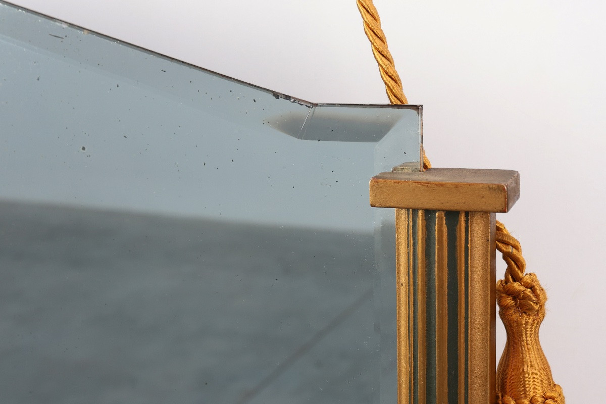 Miroir Art Déco en bois doré, Belgique, vers 1920-photo-2