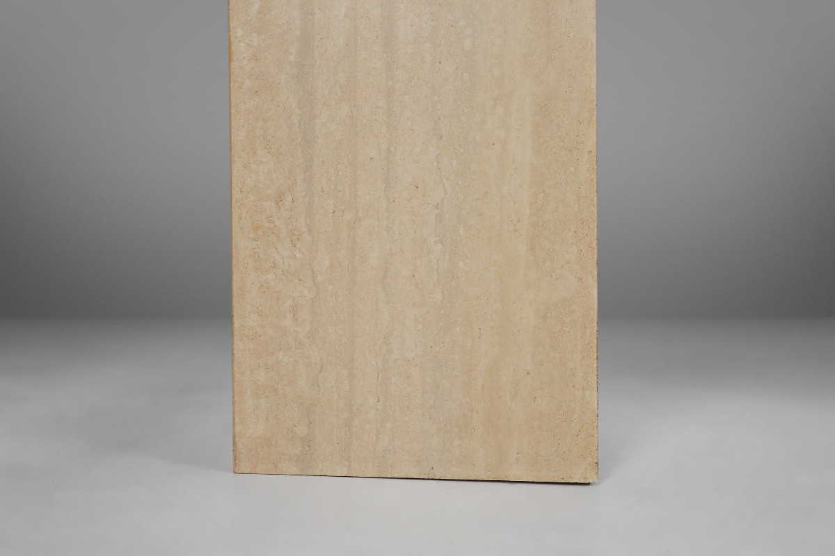 Table de salle à manger sculpturale en travertin, France, années 1960-photo-5