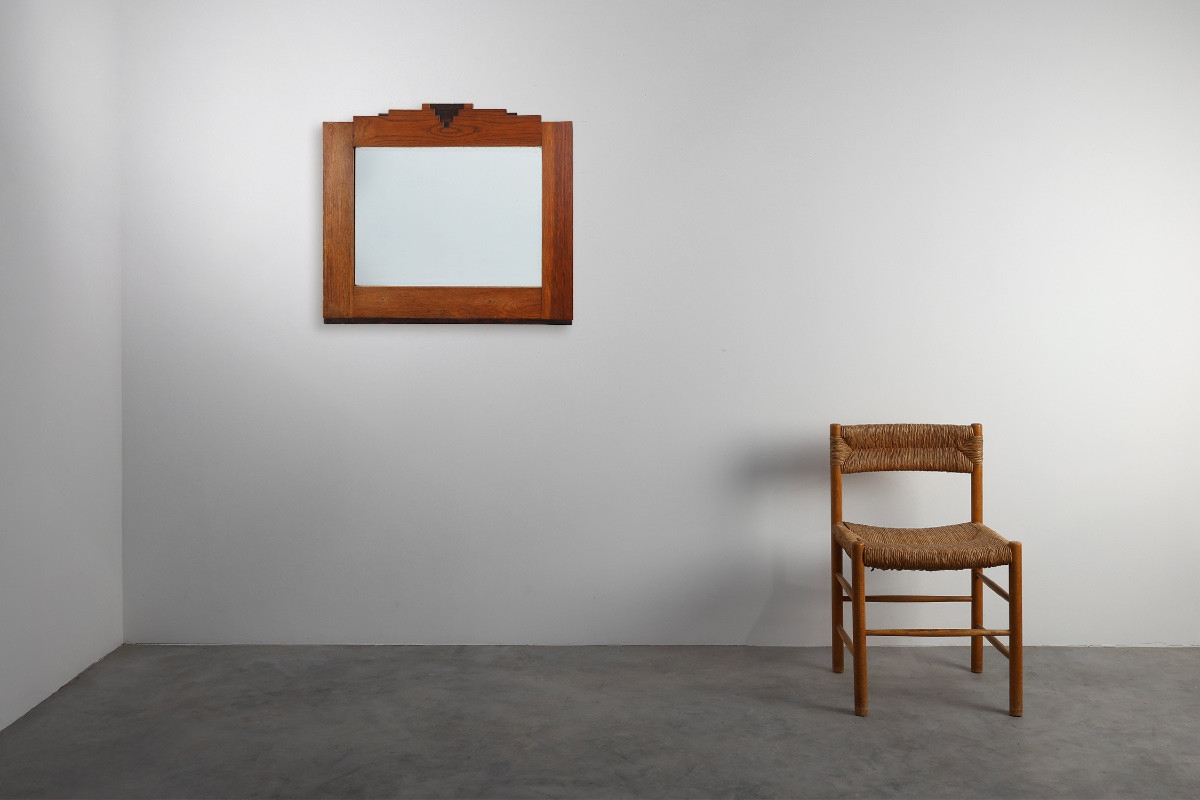 Miroir en chêne massif de style École d'Amsterdam, Pays-Bas, vers 1915-photo-2