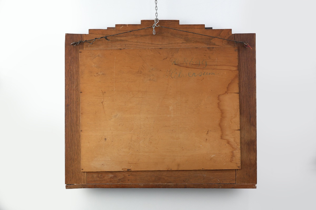 Miroir en chêne massif de style École d'Amsterdam, Pays-Bas, vers 1915-photo-6