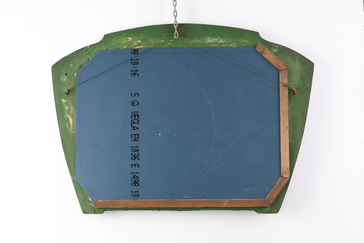 Miroir Arts & Crafts en métal vert orné de verre, France vers 1905-photo-6